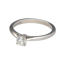 Load image into Gallery viewer, Preowned Platinum &amp; Diamond Set Solitaire Ring in size J with the weight 3 grams. The diamond is approximately 25pt at approximate clarity Si2 - i1 and colour K - M

