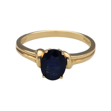 Load image into Gallery viewer, 14ct Gold &amp; Oval Cut Sapphire Solitaire Ring
