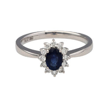 Load image into Gallery viewer, New Platinum Diamond &amp; Sapphire Cluster Ring
