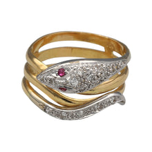 Load image into Gallery viewer, 18ct Gold Diamond &amp; Ruby Set Serpent Ring
