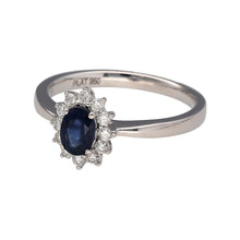 Load image into Gallery viewer, New Platinum Diamond &amp; Sapphire Cluster Ring

