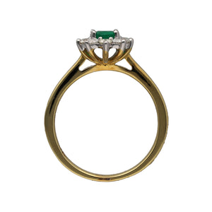 New 18ct Gold Diamond & Emerald Cluster Ring