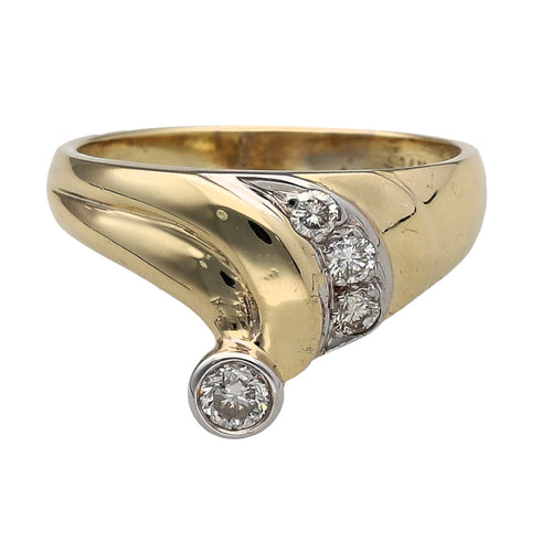 14ct Gold & Diamond Set Wishbone Style Ring