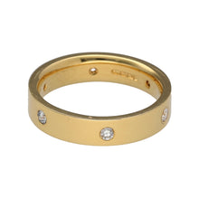 Load image into Gallery viewer, Preowned 18ct Yellow Gold &amp; Diamond Set Band Ring in size R with the weight 8.80 grams. There are six diamonds set in the 5mm wide band
