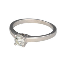 Load image into Gallery viewer, Preowned Platinum &amp; Diamond Set Solitaire Ring in size K with the weight 3.50 grams. The brilliant cut diamond is approximately 33pt with approximate clarity Si2 and colour K - M
