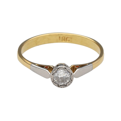 18ct Gold & Diamond Set Rubover Solitaire Ring