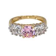 Load image into Gallery viewer, 14ct Gold &amp; Pink and White Cubic Zirconia Set Dress Ring
