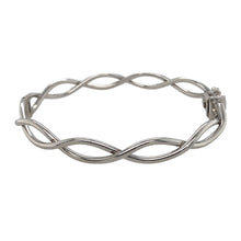 Load image into Gallery viewer, 9ct White Gold Open Weave Hinged Oval Bangle
