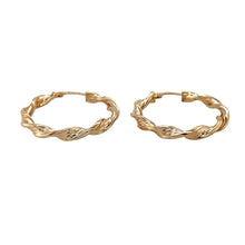 Load image into Gallery viewer, Preowned 9ct Yellow Gold Twisted Hoop Creole Earrings with the weight 2 grams
