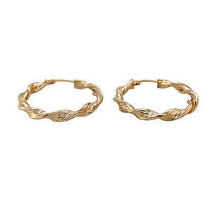 Preowned 9ct Yellow Gold Twisted Hoop Creole Earrings with the weight 2 grams
