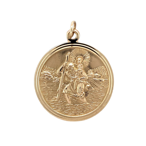 9ct Gold Large St Christopher Pendant