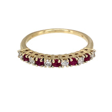 Load image into Gallery viewer, 9ct Gold Diamond &amp; Ruby Set Band Ring
