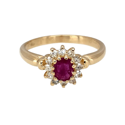 9ct Gold Diamond & Ruby Set Cluster Ring