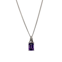 Load image into Gallery viewer, 9ct White Gold Diamond &amp; Amethyst Set 18&quot; Necklace
