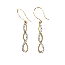 Load image into Gallery viewer, 9ct Gold &amp; Cubic Zirconia Set Swirl Drop Earrings
