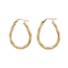 Load image into Gallery viewer, 9ct Gold Twisted Oval Creole Earrings
