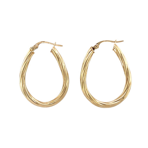9ct Gold Twisted Oval Creole Earrings