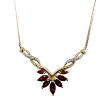 Load image into Gallery viewer, 9ct Gold Diamond &amp; Garnet Set 17&quot; Necklace
