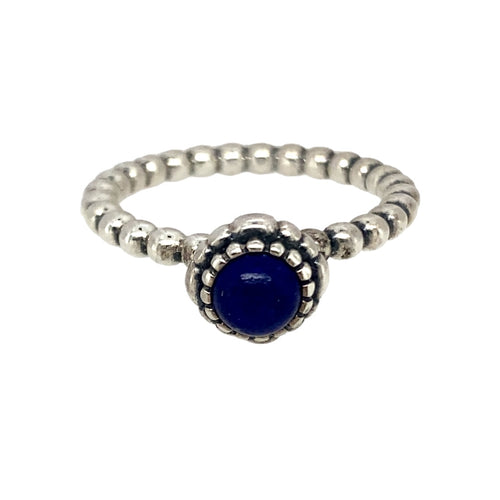 925 Silver & Blue Stone Set Pandora Ring