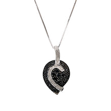 Load image into Gallery viewer, 9ct White Gold Black and White Diamond Set Leaf 18&quot; Necklace
