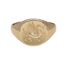 Load image into Gallery viewer, New 9ct Gold Welsh Dragon Rounded Signet Ring
