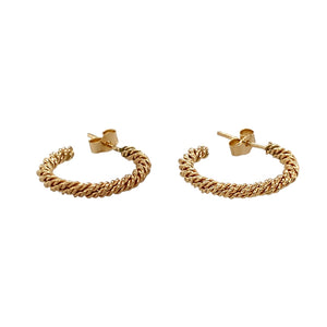 Preowned 9ct Yellow Gold Twisted Half Hoop Stud Earrings with the weight 1.90 grams