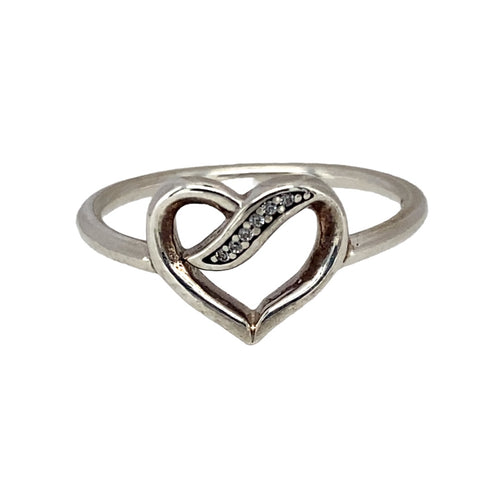 925 Silver & Cubic Zirconia Set Heart Pandora Ring
