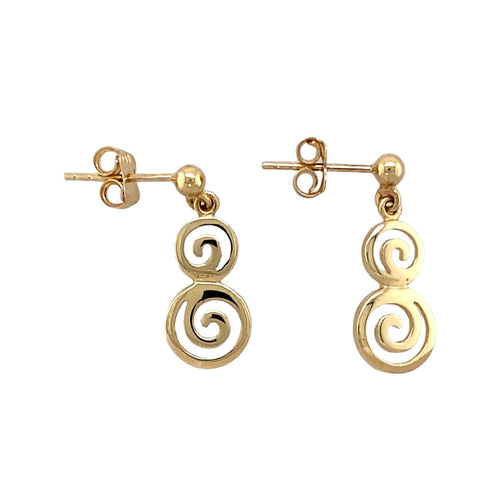 9ct Gold Swirl Drop Earrings