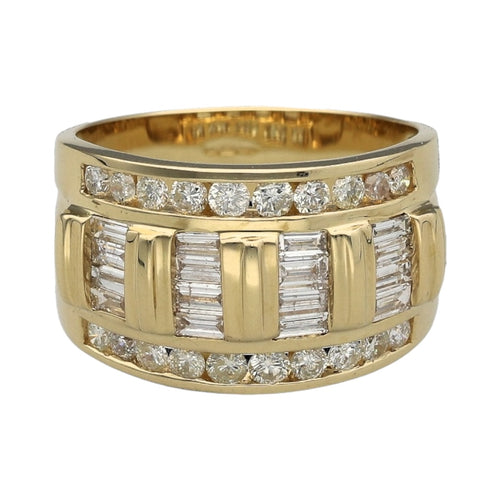 14ct Gold & Diamond Set Wide Band Ring