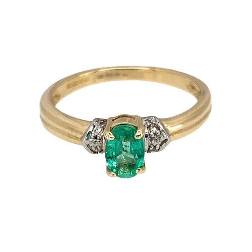 9ct Gold Diamond & Emerald Set Ring