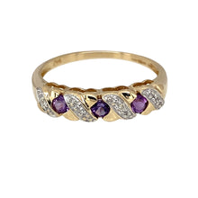 Load image into Gallery viewer, 9ct Gold Diamond &amp; Amethyst Set Band Ring
