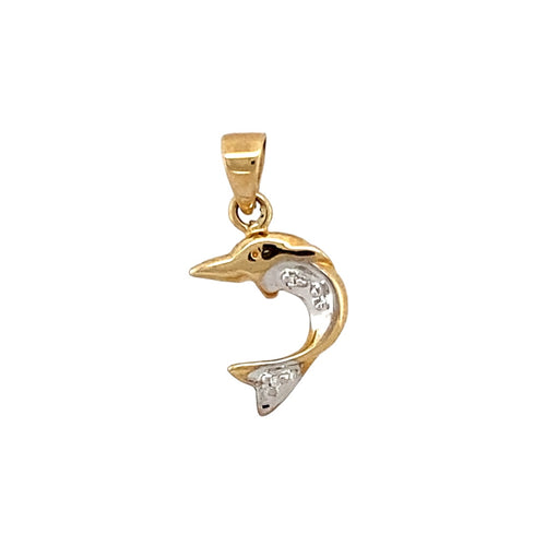 New 9ct Gold & Diamond Set Dolphin Pendant