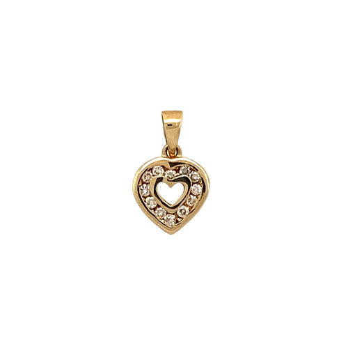 New 9ct Gold & Diamond Set Open Heart Pendant