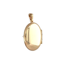 Load image into Gallery viewer, Preowned 9ct Yellow Gold &amp; Amethyst Set Oval Locket with the weight 2.20 grams. The amethyst stone is 6mm by 4mm
