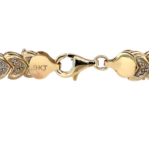 Preowned 9ct Yellow and White Gold & Diamond Set 7.25" Bracelet with the weight 12.80 grams and link width 9mm