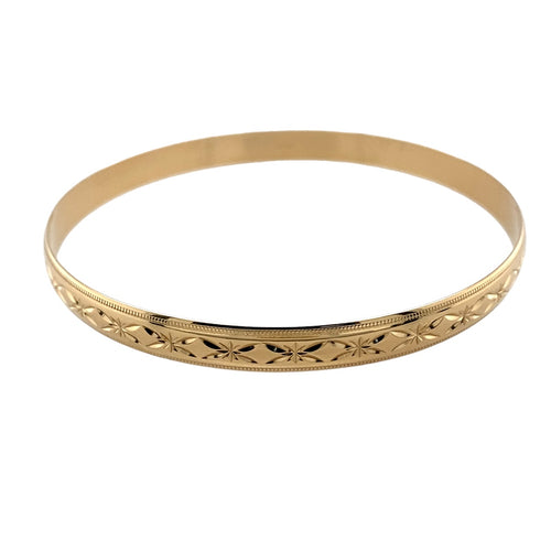 9ct Solid Gold Patterned Engraved Bangle