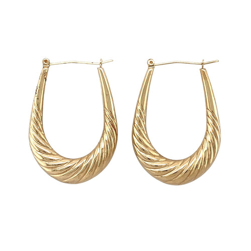 9ct Gold Twisted Oval Creole Earrings
