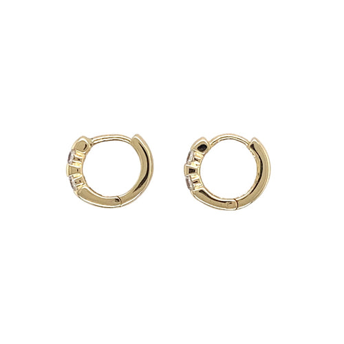 9ct Gold & Cubic Zirconia Set Huggie Hoop Earrings