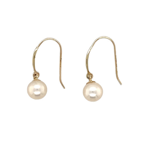 9ct Gold & Pearl Dropper Earrings