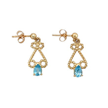 Load image into Gallery viewer, 9ct Gold &amp; Blue Topaz Set Drop Earrings
