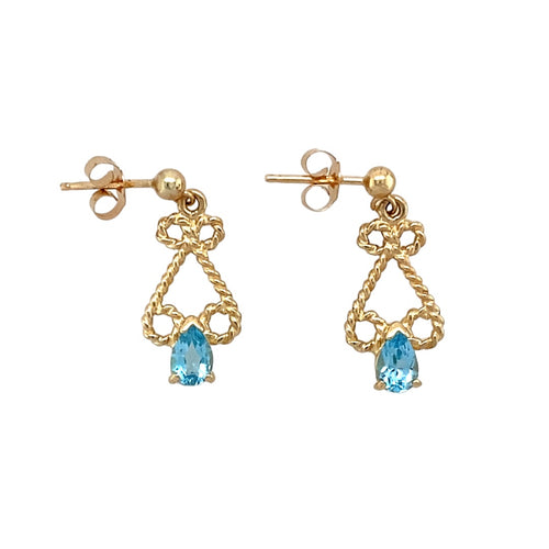 9ct Gold & Blue Topaz Set Drop Earrings