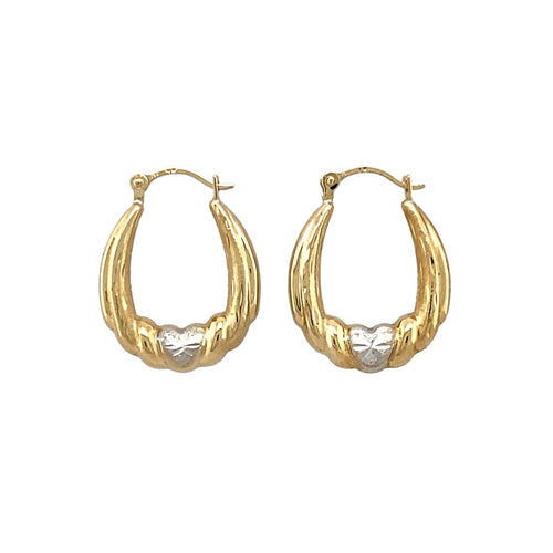 9ct Gold Heart Oval Creole Earrings