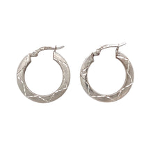 Load image into Gallery viewer, 9ct White Gold Patterned Hoop Creole Earrings
