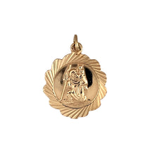 Load image into Gallery viewer, 9ct Gold Scalloped Edge St Christopher Pendant
