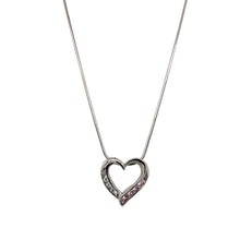 Load image into Gallery viewer, 9ct White Gold &amp; Cubic Zirconia Set Open Heart 16&quot; Necklace

