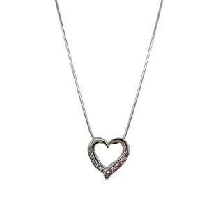 9ct White Gold & Cubic Zirconia Set Open Heart 16" Necklace