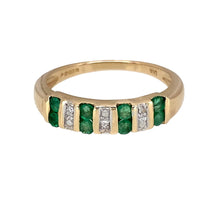 Load image into Gallery viewer, 9ct Gold Diamond &amp; Emerald Set Band Ring
