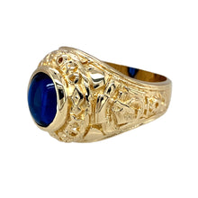 Load image into Gallery viewer, 9ct Gold &amp; Blue Stone Set Oxford University College Style Ring
