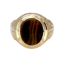 Load image into Gallery viewer, 9ct Gold &amp; Tigers Eye Set Oval Signet Ring
