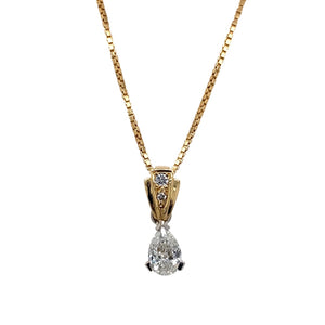 18ct Gold & Diamond Set Teardrop 20" Necklace